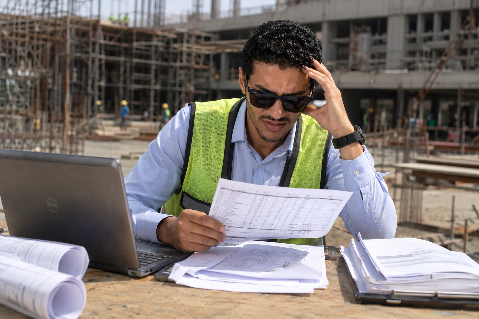 مؤسس TrakCost أثناء متابعة أعمال المشروع